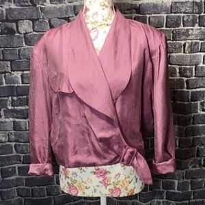 Vintage Diane Gilman Silk Wrap Blouse Sz M‎